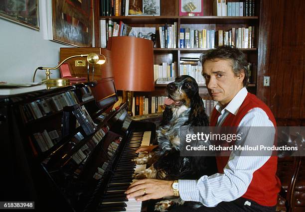 French Singer Michel Sardou at Home