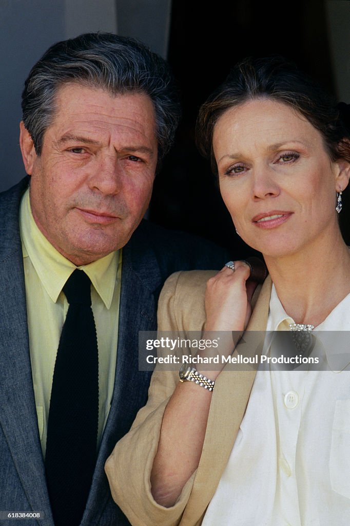 Actors Marcello Mastroianni and Marthe Keller