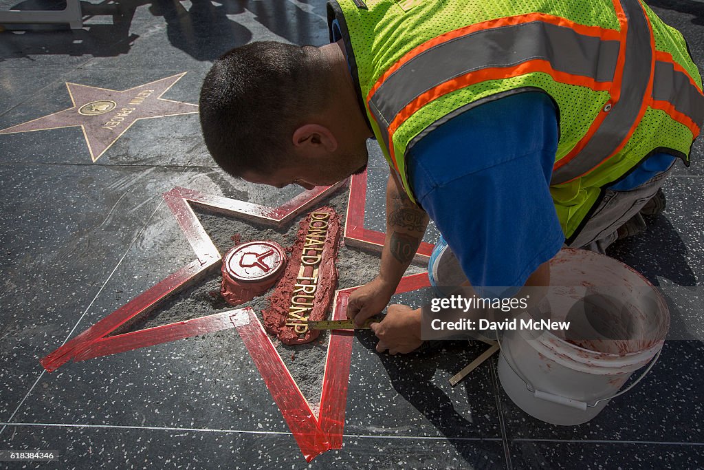 Donald Trump's Star On The Hollywood Walk Of Fame Defaced