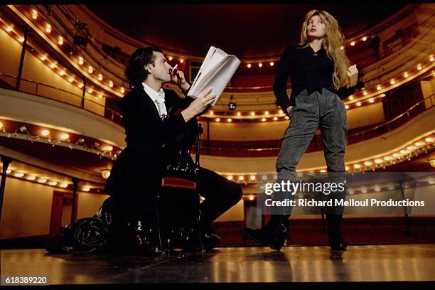 Philosopher Bernard-Henri Levy and Actress Arielle Dombasle in Theater