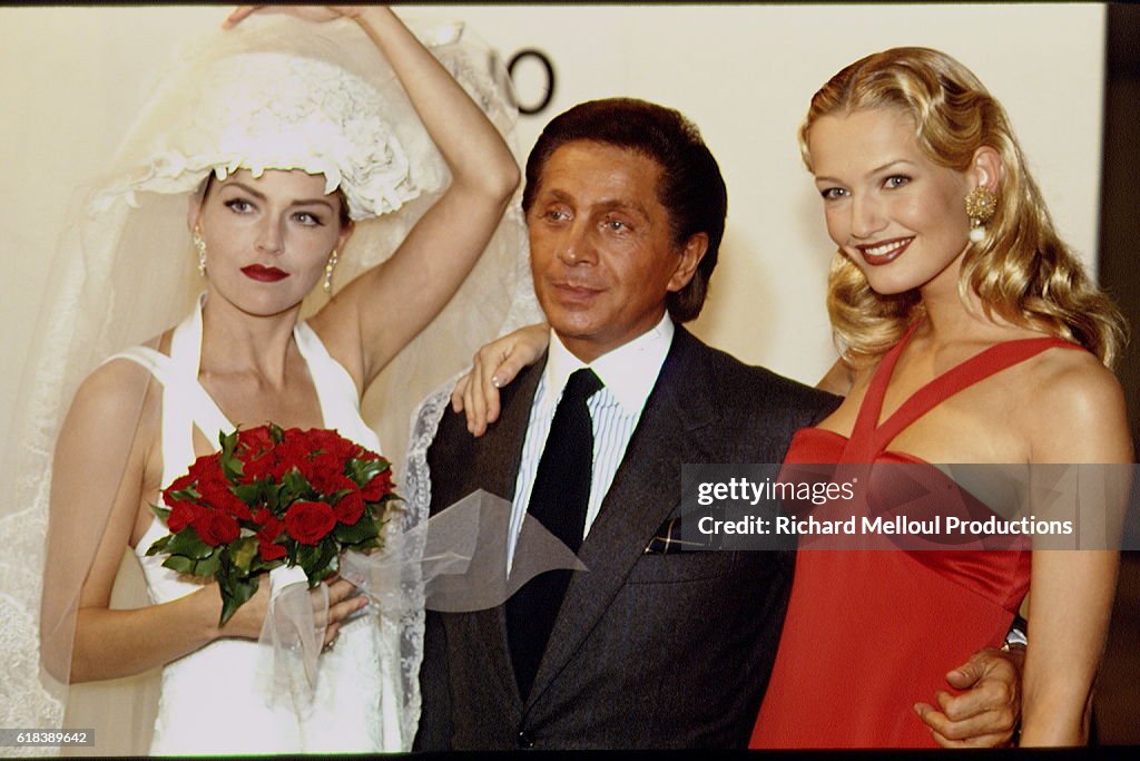 Sharon Stone, Valentino, and Karen Mulder at Fashion Show