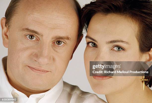 Carole Bouquet and Michel Blanc during the filming of Blanc's 1994 film Grosse Fatigue, also known as Dead Tired.