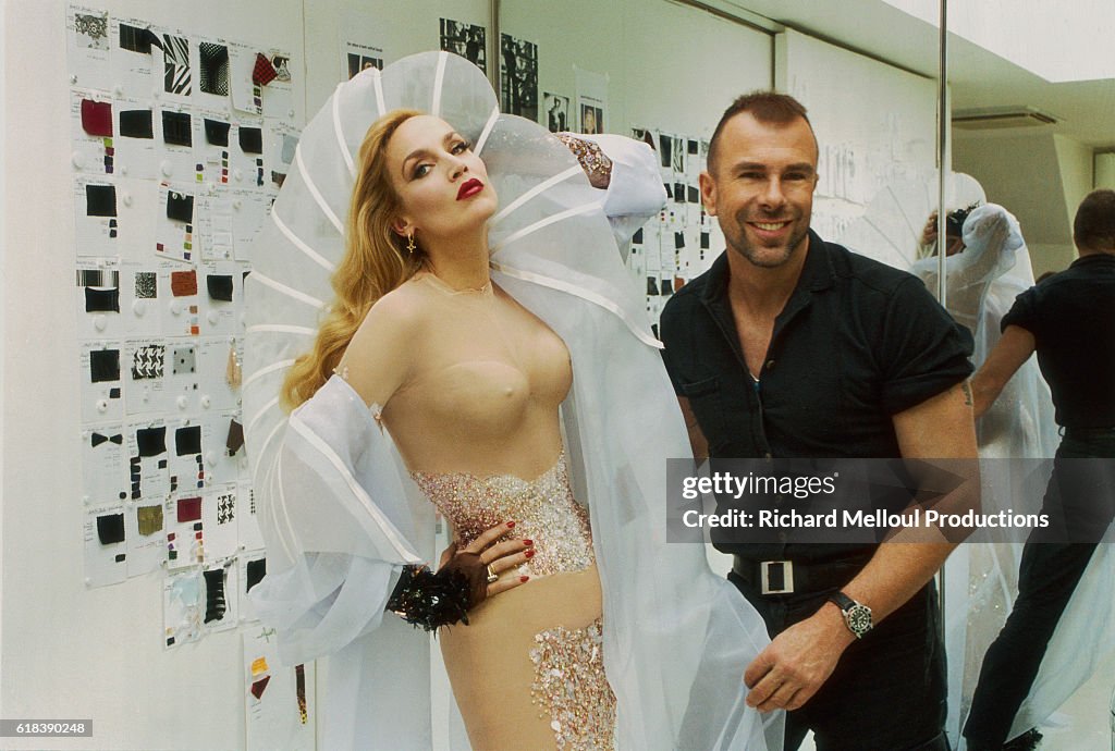 Fashion Supermodel Jerry Hall and Designer Thierry Mugler
