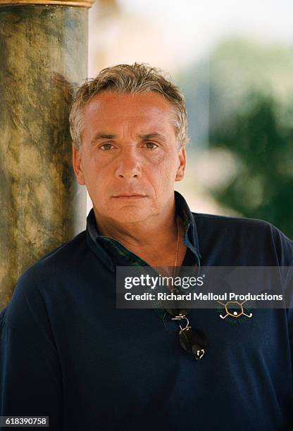 French Singer Michel Sardou on vacation on the Costa del Sol, in Spain.