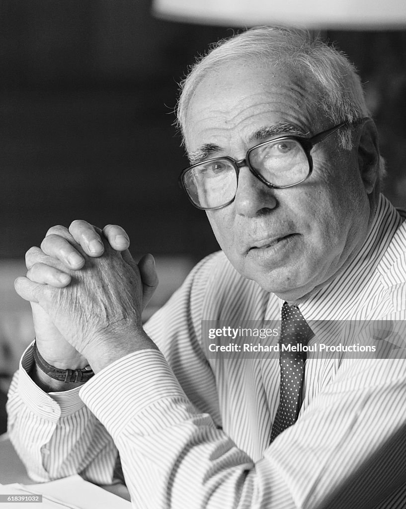 Felix Rothyn United States Ambassador to France Felix Rohatyn folds his hands as ...
