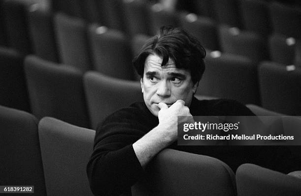 French businessman and politician Bernard Tapie takes a break from rehearsal at the Theatre de Paris. He is staring in a stage version of the Ken...