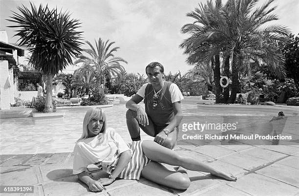 French singer Michel Sardou with his wife Babette in Marbella.