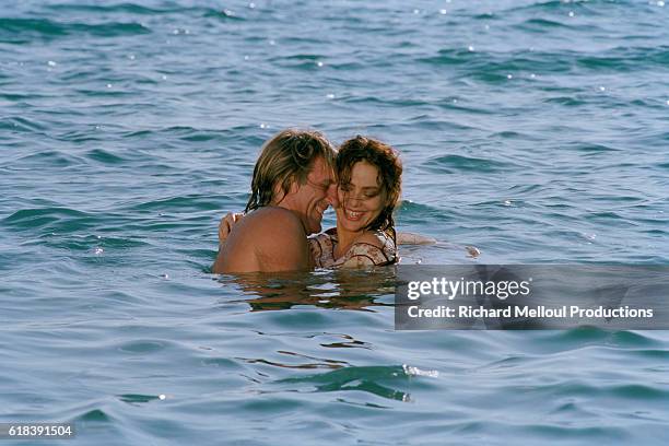 French actor Gerard Depardieu and Italian actress Ornella Muti on the set of TV film "Le Comte de Monte Cristo".