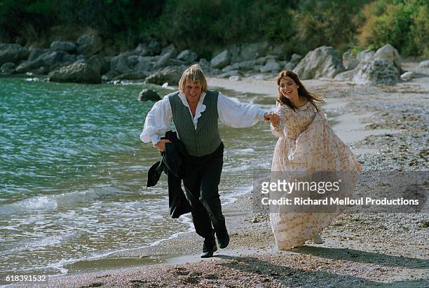 French actor Gerard Depardieu and Italian actress Ornella Muti on the set of TV film "Le Comte de Monte Cristo".