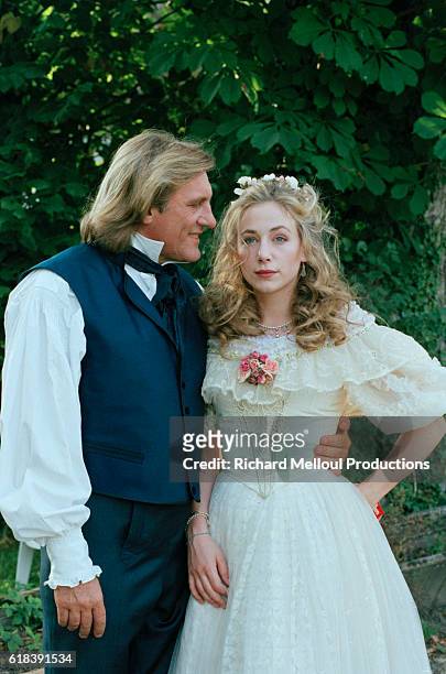 French actor Gerard Depardieu and his daughter French actress Julie Depardieu on the set of TV film "Le Comte de Monte Cristo".