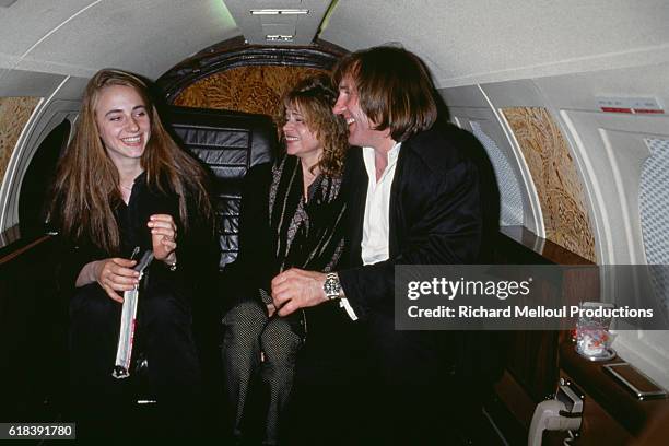 French actor Gerard Depardieu with his wife Elizabeth and his daughter Julie.