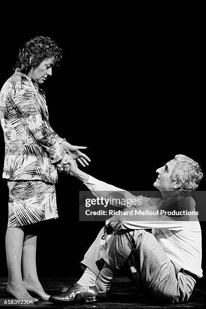 French actress Annie Girardot rehearses her new show Marguerite et les Autres - Une Vie sans Entracte, directed by Bob Decout and written by...