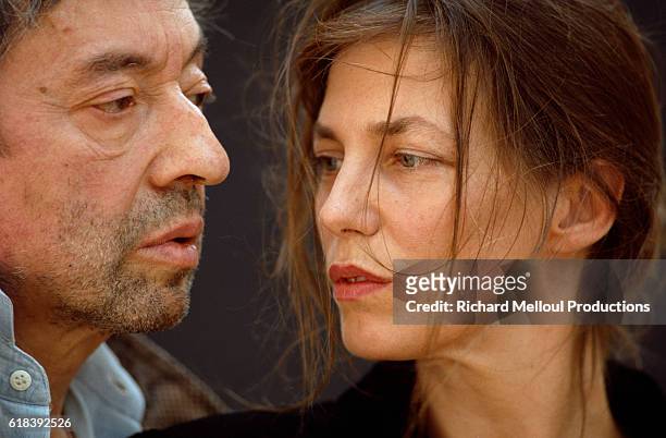 French singer and songwriter Serge Gainsbourg with his partner, British singer and actress Jane Birkin.