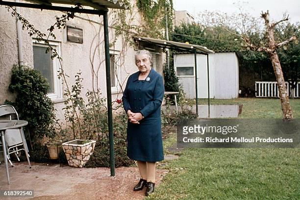 Golda Meir, who served as Israel's Prime Minister from 1969-1974, at home in Ramat Aviv, Israel.