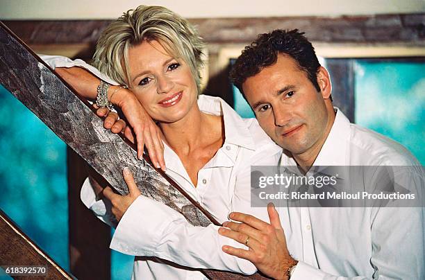 French television presenter Sophie Davant and sports presenter husband Pierre Sled enjoy some spare time in their Normandy home.