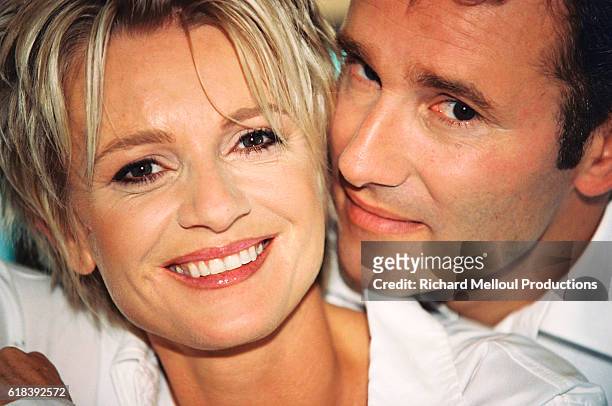 French television presenter Sophie Davant and sports presenter husband Pierre Sled enjoy some spare time in their Normandy home.