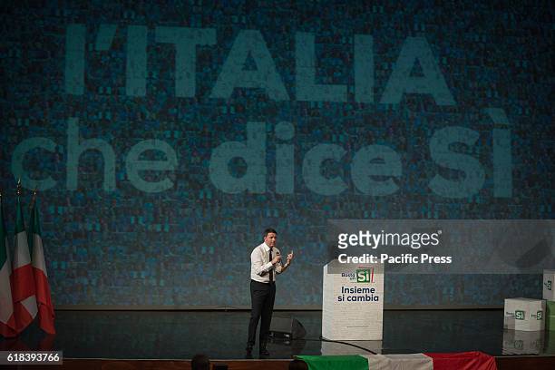 Italian Prime Minister Renzi during a Pro Yes conference for the Constitutional Referendum. The constitutional reform at the base of the referendum...
