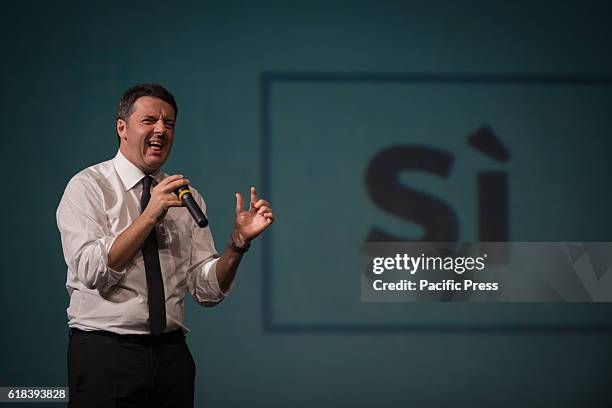 Italian Prime Minister Renzi during a Pro Yes conference for the Constitutional Referendum. The constitutional reform at the base of the referendum...