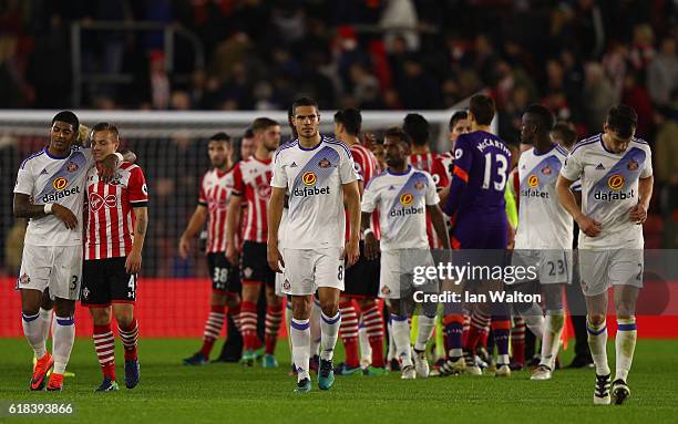 Jack Rodwell of Sunderland is dejected after the final whistle during the EFL Cup fourth round match between Southampton and Sunderland at St Mary's...