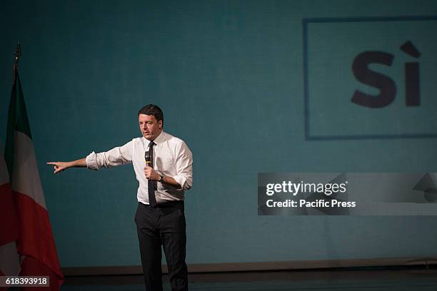 Italian Prime Minister Renzi during a Pro Yes conference for the Constitutional Referendum. The constitutional reform at the base of the referendum...