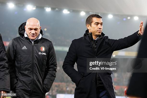 Assistant trainer Jan Wouters of Feyenoord, coach Giovanni van Bronckhorst of Feyenoordduring the Second round Dutch Cup match between Feyenoord...