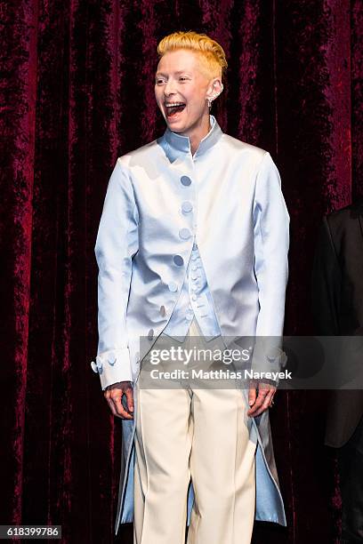 Tilda Swinton, wearing Maison Margiela, attends the 'Doctor Strange' fan event at Zoo Palast on October 26, 2016 in Berlin, Germany.