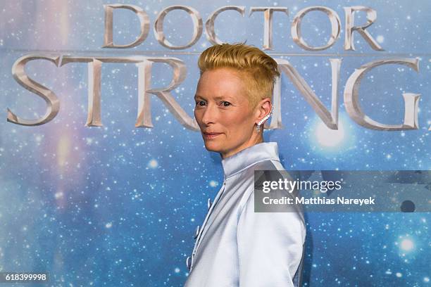 Tilda Swinton, wearing Maison Margiela, attends the 'Doctor Strange' fan event at Zoo Palast on October 26, 2016 in Berlin, Germany.