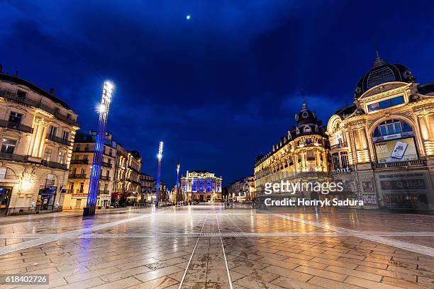 place de la comedie in montpellier - montpellier stock pictures, royalty-free photos & images