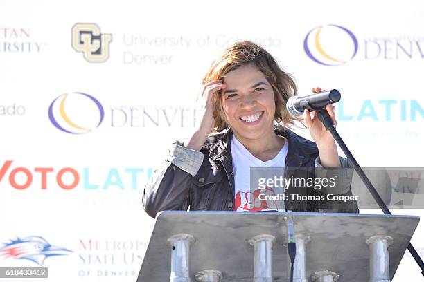 America Ferrera reached out to latino students of Metropolitan State University, Community College of Denver and University of Colorado Auraria...