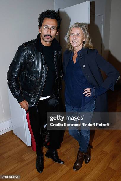 Stylist Haider Ackermann and journalist Claire Chazal attend Arielle Dombasle performs for the release of the Album "La Riviere Atlantique" - "Noche...