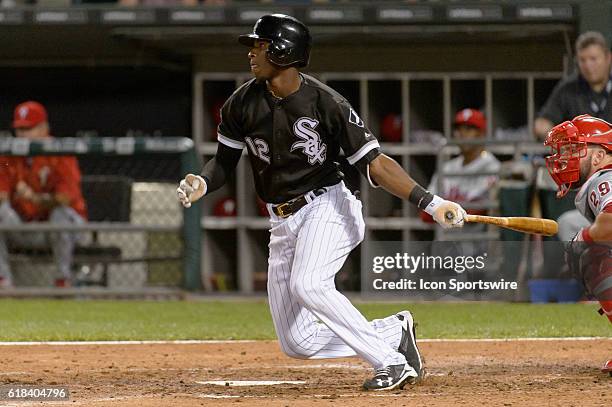 Chicago White Sox Shortstop Tim Anderson [10462] during a game between the Philadelphia Phillies and the Chicago White Sox at US Cellular Field in...