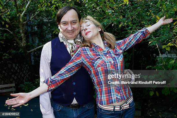 Michel Fau and Julie Depardieu attend the Brassens - Behind the Scenes and Press Junket on October 17, 2016 in Paris, France.