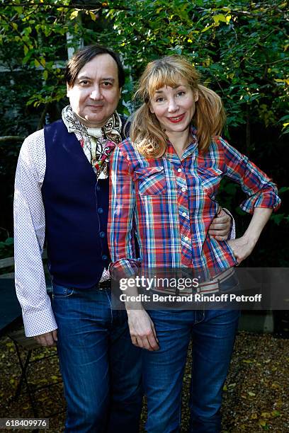 Michel Fau and Julie Depardieu attend the Brassens - Behind the Scenes and Press Junket on October 17, 2016 in Paris, France.