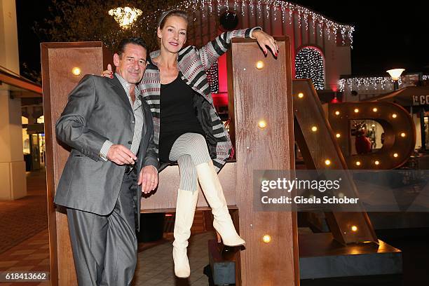 Max Tidof and his partner Lisa Seitz during the society shopping event at Ingolstadt Village on October 26, 2016 in Ingolstadt, Germany.