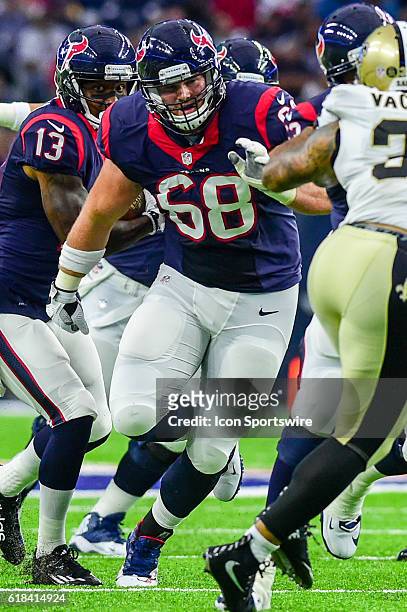 Houston Texans center Tony Bergstrom during the preseason NFL game between the New Orleans Saints and the Houston Texans game at NRG Stadium,...
