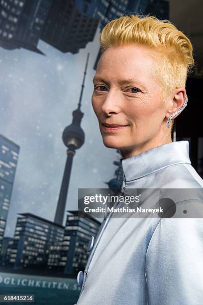 Tilda Swinton, wearing Maison Margiela, attends the 'Doctor Strange' fan event at Zoo Palast on October 26, 2016 in Berlin, Germany.