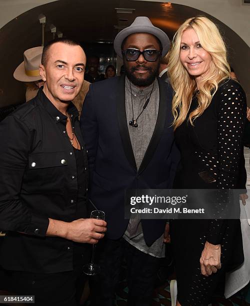 Julian Macdonald, Will.i.am and Melissa Odabash attend a private dinner at Mr Chow hosted by will.i.am and brother Carl Gilliam to celebrate the...