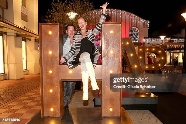 Max Tidof and his partner Lisa Seitz during the society shopping event at Ingolstadt Village on October 26, 2016 in Ingolstadt, Germany.