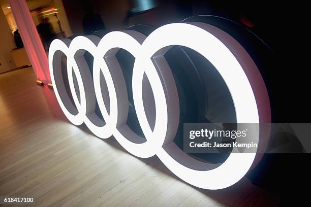 View of Audi signage at the Audi private reception at the Whitney Museum of American Art on October 26, 2016 in New York City.