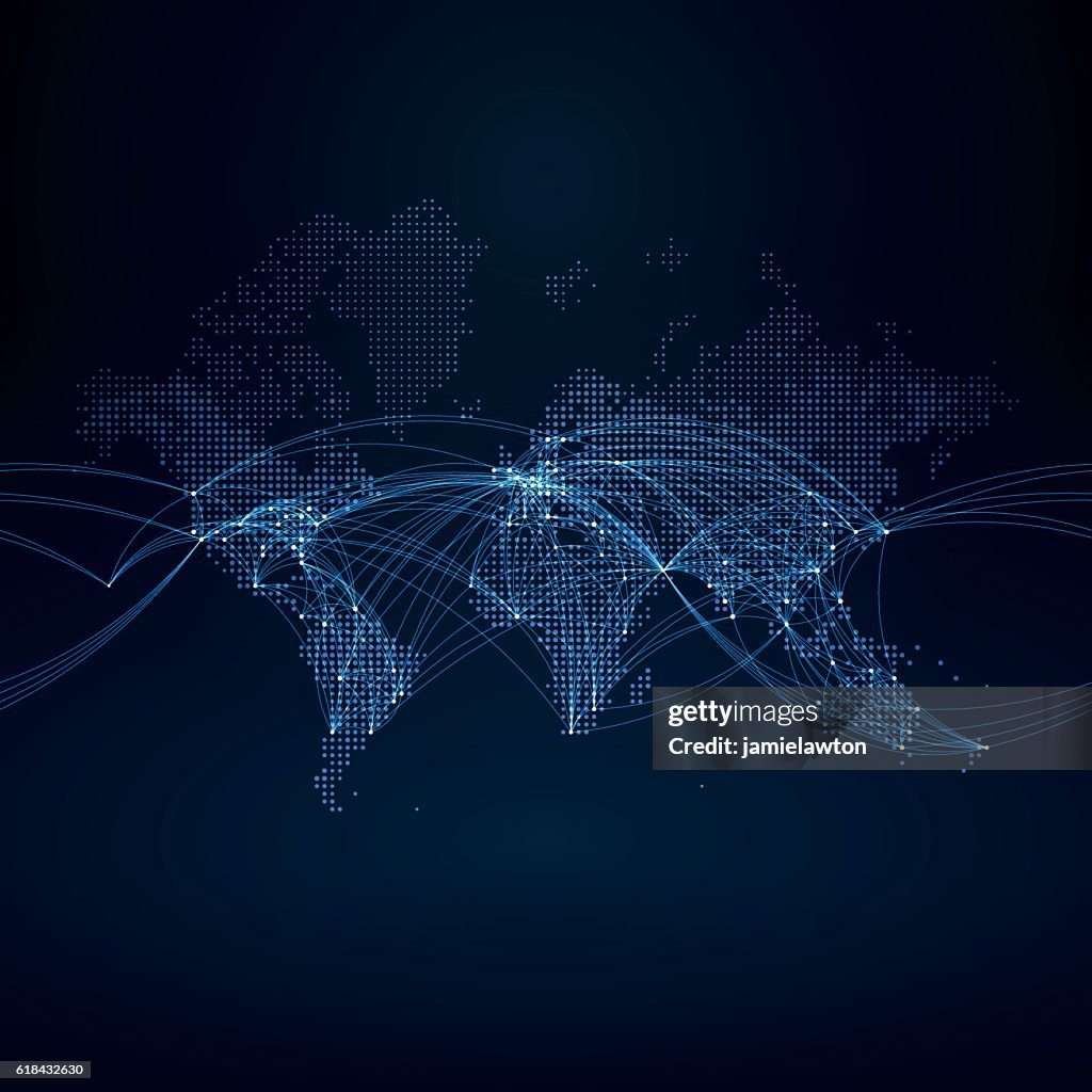 Mappa del mondo con percorsi di volo