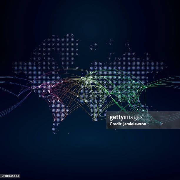 world map with flight paths - 印度洋 幅插畫檔、美工圖案、卡通及圖標