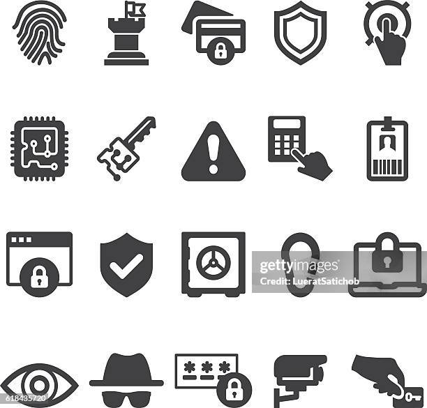 security 20 silhouette icons| eps10 - restraining device stock illustrations