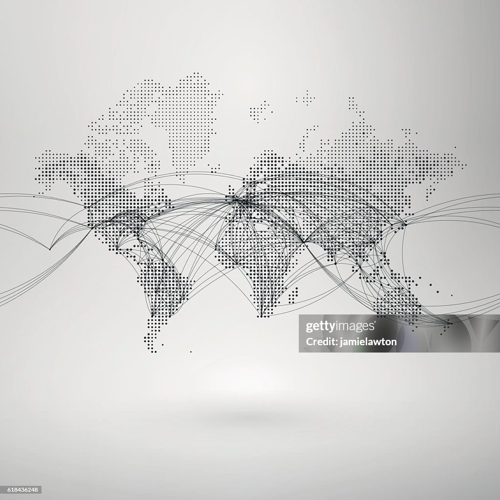 World Map With Flight Paths High-Res Vector Graphic - Getty Images