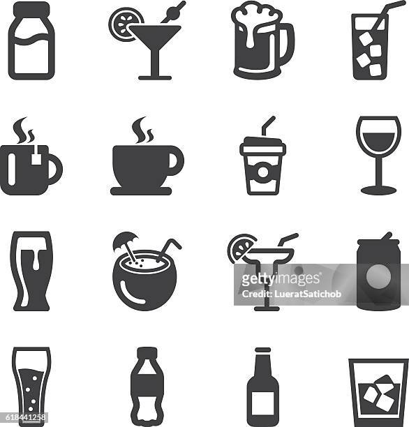 illustrations, cliparts, dessins animés et icônes de boissons silhouette icônes | eps10 - boire