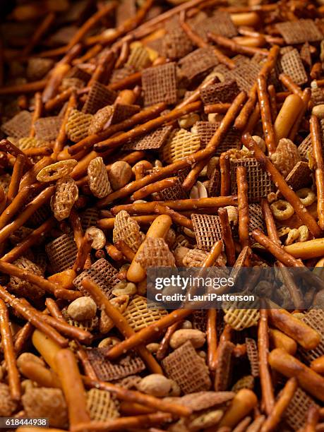 party snack mix - crunchy snacks stock pictures, royalty-free photos & images
