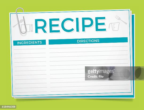 ilustraciones, imágenes clip art, dibujos animados e iconos de stock de tarjeta de receta - recetas