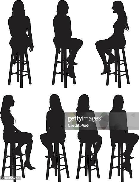 woman sitting on stool - high heels 幅插畫檔、美工圖案、卡通及圖標