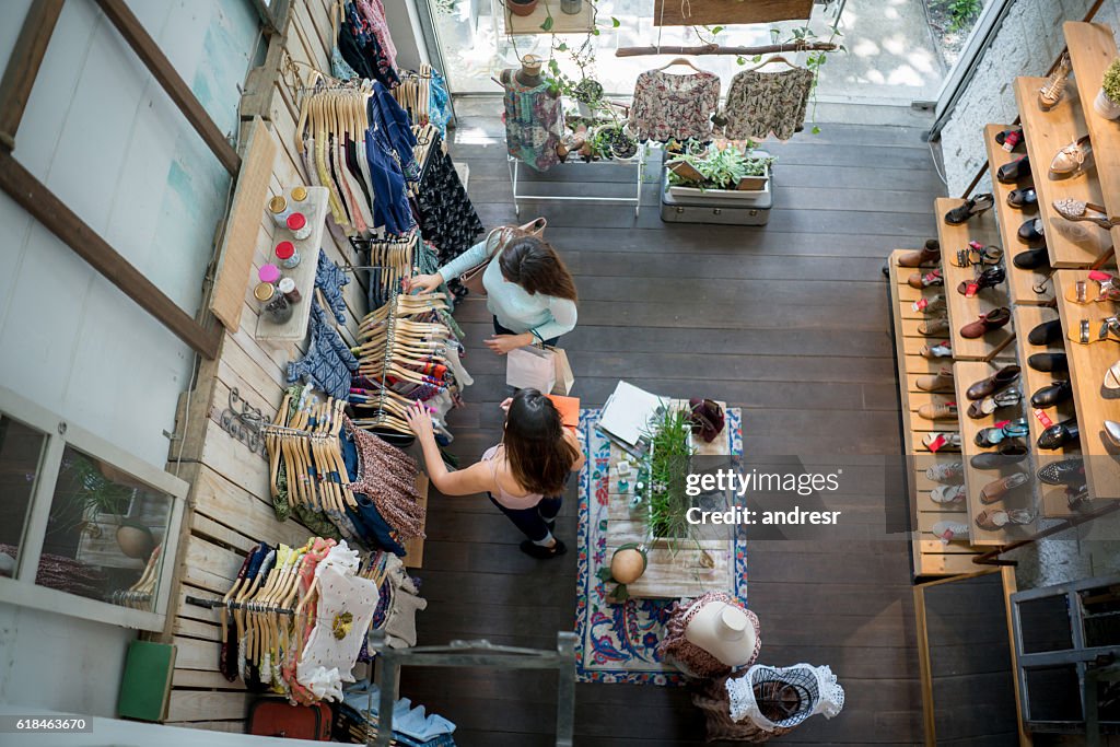 Women shopping at a clothing store