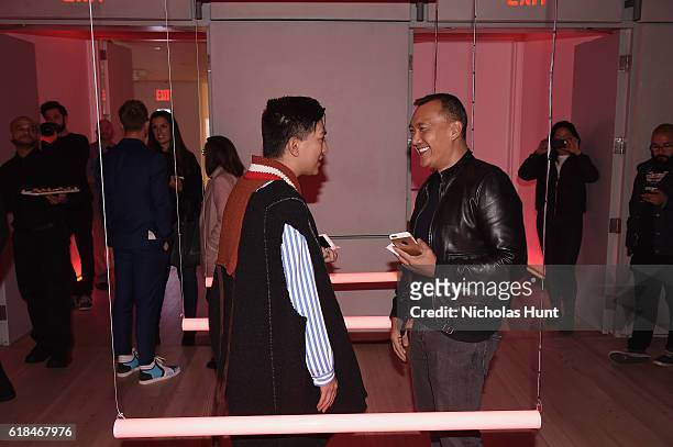 Fashion blogger Bryanboy and fashion stylist Joe Zee attend the Audi private reception at the Whitney Museum of American Art on October 26, 2016 in...