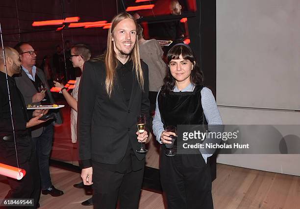 Eric Leiser and Raha Raissnia attend the Audi private reception at the Whitney Museum of American Art on October 26, 2016 in New York City.